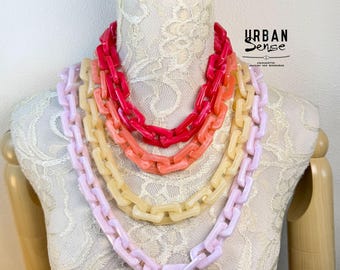 Chunky Necklace Colorful Acrylic Bold Link Chain Statement Jewelry Pastel Vibrant