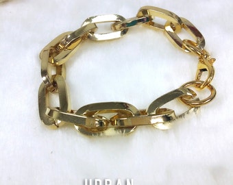 Chic Gold Chain Bracelet, Chunky Chain Bracelet, Statement Gold Bracelet, gold urban bracelet