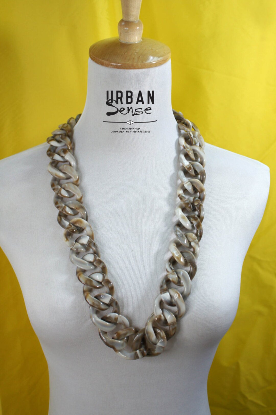 Oversized Long Chain Link Necklace, Statement Necklace, Bib Necklace