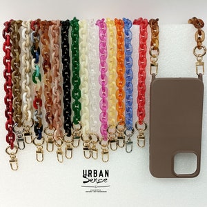 Chaîne à bandoulière colorée pour coque de téléphone, lanière de téléphone, collier pour téléphone, dragonne pour téléphone portable, chaîne de téléphone, chaîne à bandoulière de longueur personnalisable