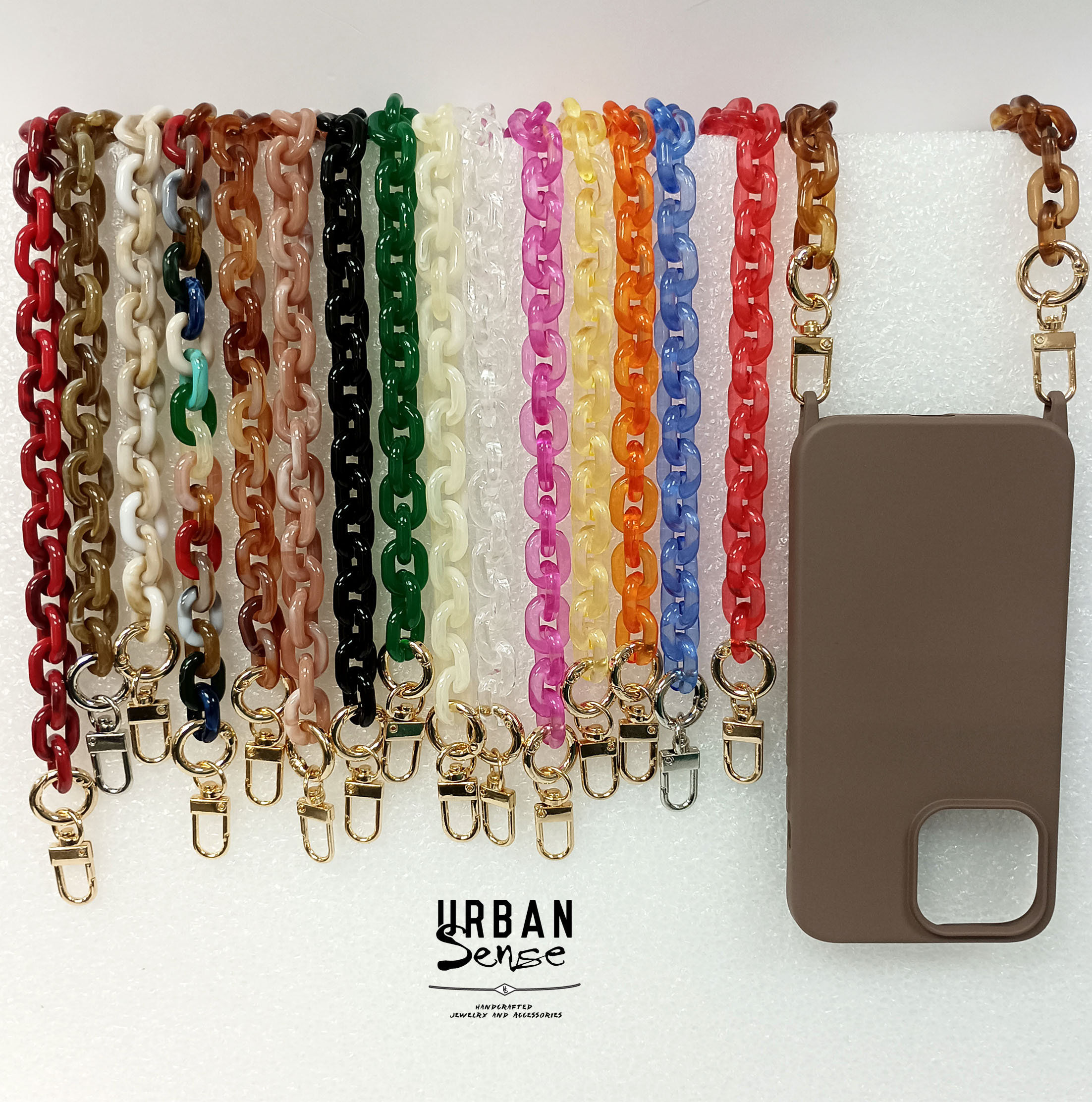 Catena Per Cellulare Con Perle - Tracolla Donna 120cm, Oro, Per Smartphone E Borse