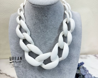 Chunky White Chain Necklace - Style 01 & 02 Oversized Links Statement