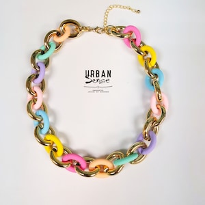 Multicolor Chunky Chain Necklace: Acrylic Rainbow Jewelry