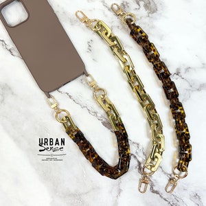 Pulsera para teléfono móvil de carey y oro, pulsera para teléfono, correa para teléfono celular, cadena para teléfono, correa para muñeca para teléfono, regalo de Navidad, regalo para ella