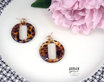 Tortoise shell earrings, Simple earrings, Tortoise circle earrings, Fashionable Earring