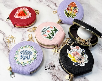 Personalized PU Leather Travel Jewelry Box – AirTag Keychain Charm