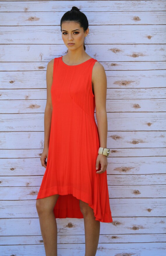 orange high low dress