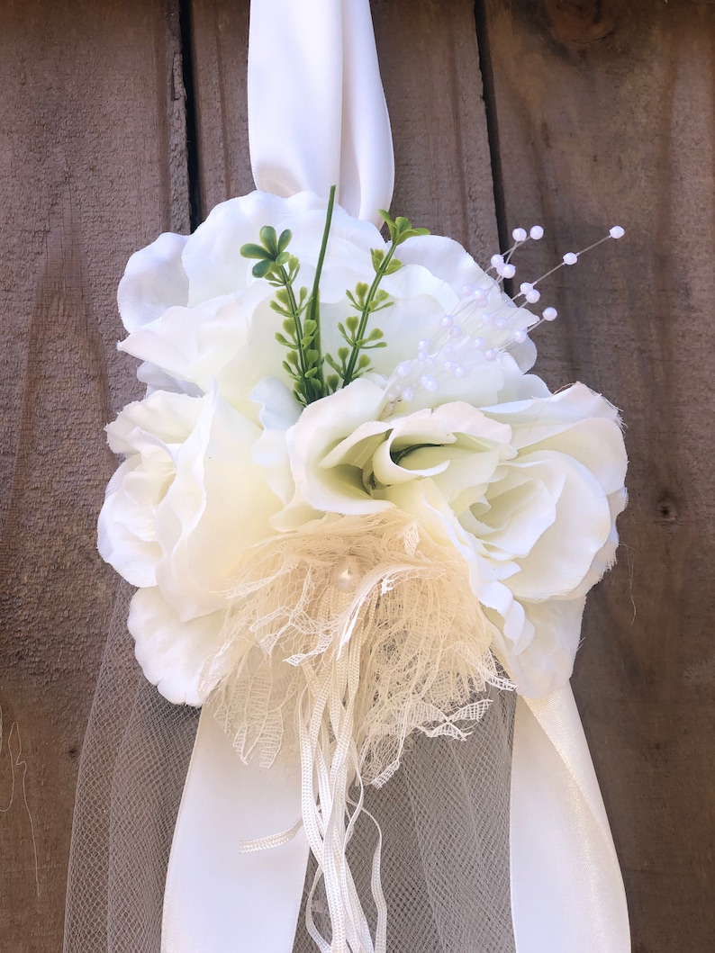 1 Wedding Pew Decoration Pew Bow Aisle Pew Flower Bow Tulle Etsy