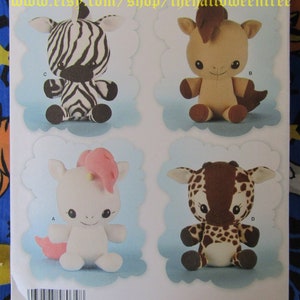 Simplicity 8034 Stuffed Plushie Animal sewing patterns Unicorn Zebra Horse or Giraffe SEWING PATTERN S8034
