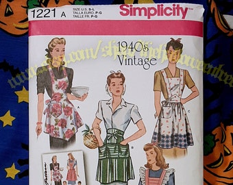 Simplicity 1221 vintage style apron sewing pattern Sizes small to large s1221