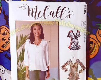 McCalls 7357 Blouse Top Tunic Sewing Pattern sizes 6-14 m7357