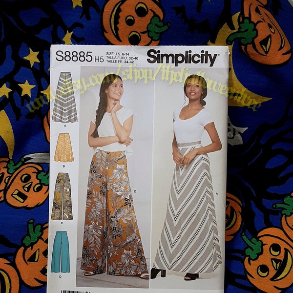 Simplicity 8885 Wide Leg Pants Gaucho Festival sewing pattern sizes 6-14 s8885