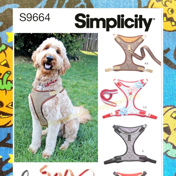 Einfachheit 9664 Hundegeschirr und Leine Schnittmuster Set s9664