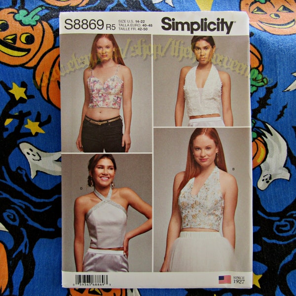 Simplicity s8869 14-22 Lined Tops Halter Sewing Pattern Sizes 14-22 8869