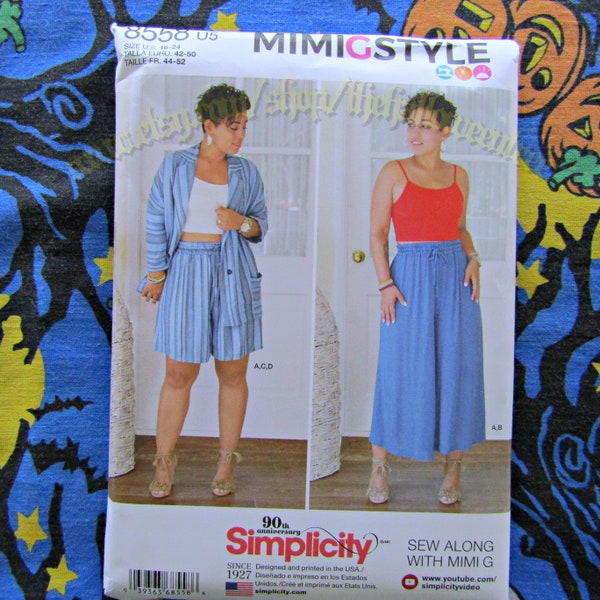 Simplicity Pattern 8558 Mimi G Style Tops Wide leg Bottoms and Jackets sewing pattern sizes 16-24 U5