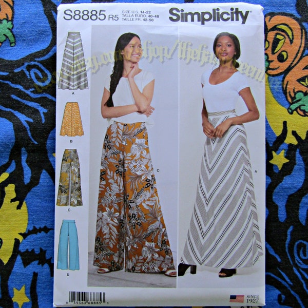 Simplicity 8885 Wide Leg Pants Gaucho Festival sewing pattern sizes 14-22 s8885