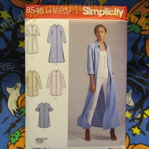 Simplicity 8546 U5 Duster Shirt Dress sewing pattern sizes 16-24 s8546