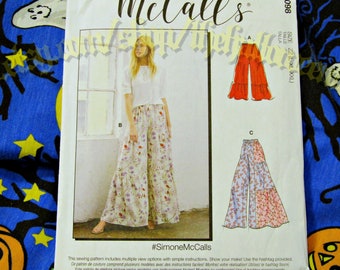McCalls 8098 sewing pattern flare ruffle boho bubble pants hippie misses sizes L_XXL M8098