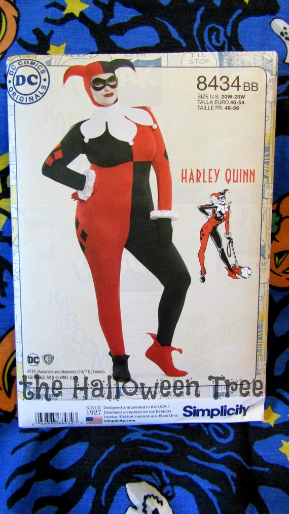Simplicity 8434 Harley Quinn Costume Sewing Pattern Body Suit Plus
