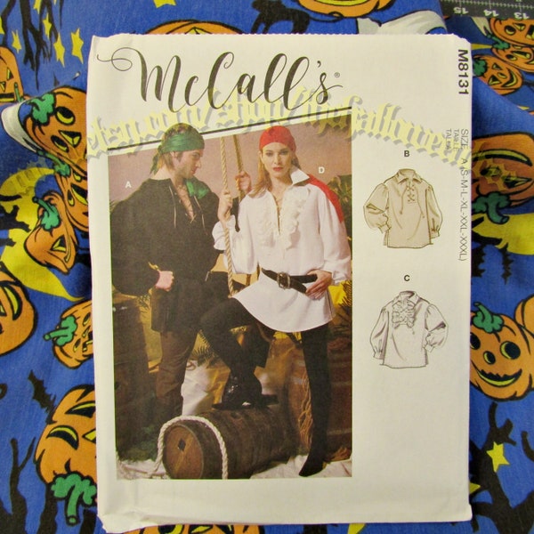 McCalls 8131 Pirate Renaissance Poet shirt Westley Sewing Pattern S-3XL m8131