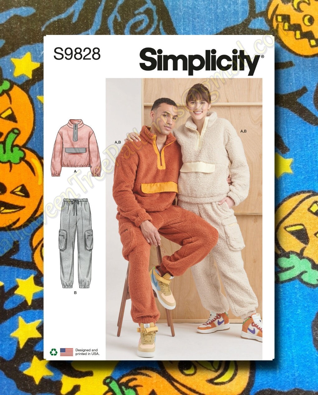 Simplicity 9828 Hoodie Sweatshirt Plush Joggers Tracksuit Sewing