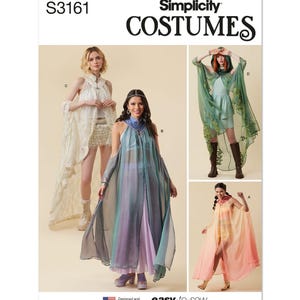 May include: Simplicity Costumes pattern S3161 featuring four different costume designs. The costumes include flowing capes and dresses in various colors, with the text "easy-to-sew" and "Designed and printed in USA."