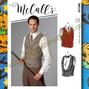 Mccalls 8133 Waistcoat Vest sewing pattern Sm-XXL m8133