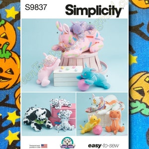 Simplicity 9837 Plushies Stuffed Animal Simple Sewing Patterns Bunnehs Puppies Cats S9838 r11932