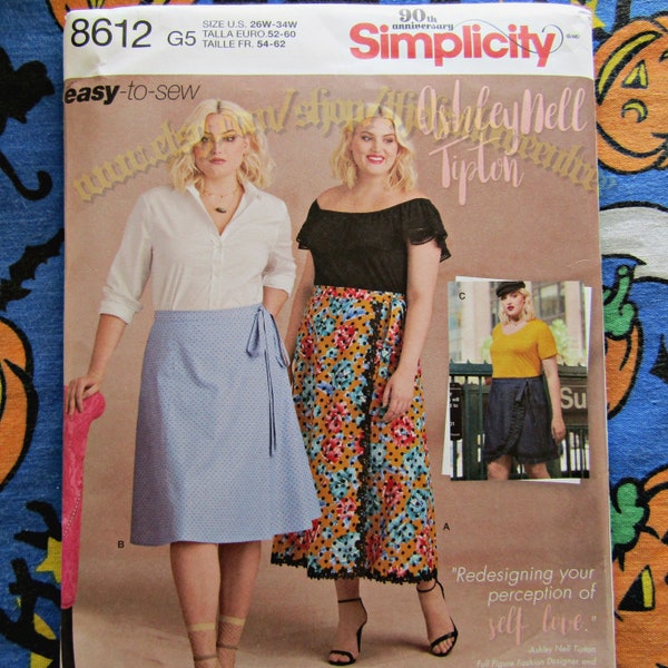 Simplicity 8612 Wrap Skirt Sewing Pattern Includes Plus sizes 26-34 S8612