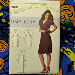 Simplicity 8735 wrap dress sewing pattern adult sizes 16-24 s8735 r10022