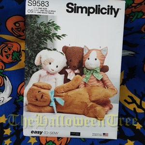 Simplicity 9583 plushies stuffed animal simple sewing patterns Teddy Bears Puppies Cats s9583
