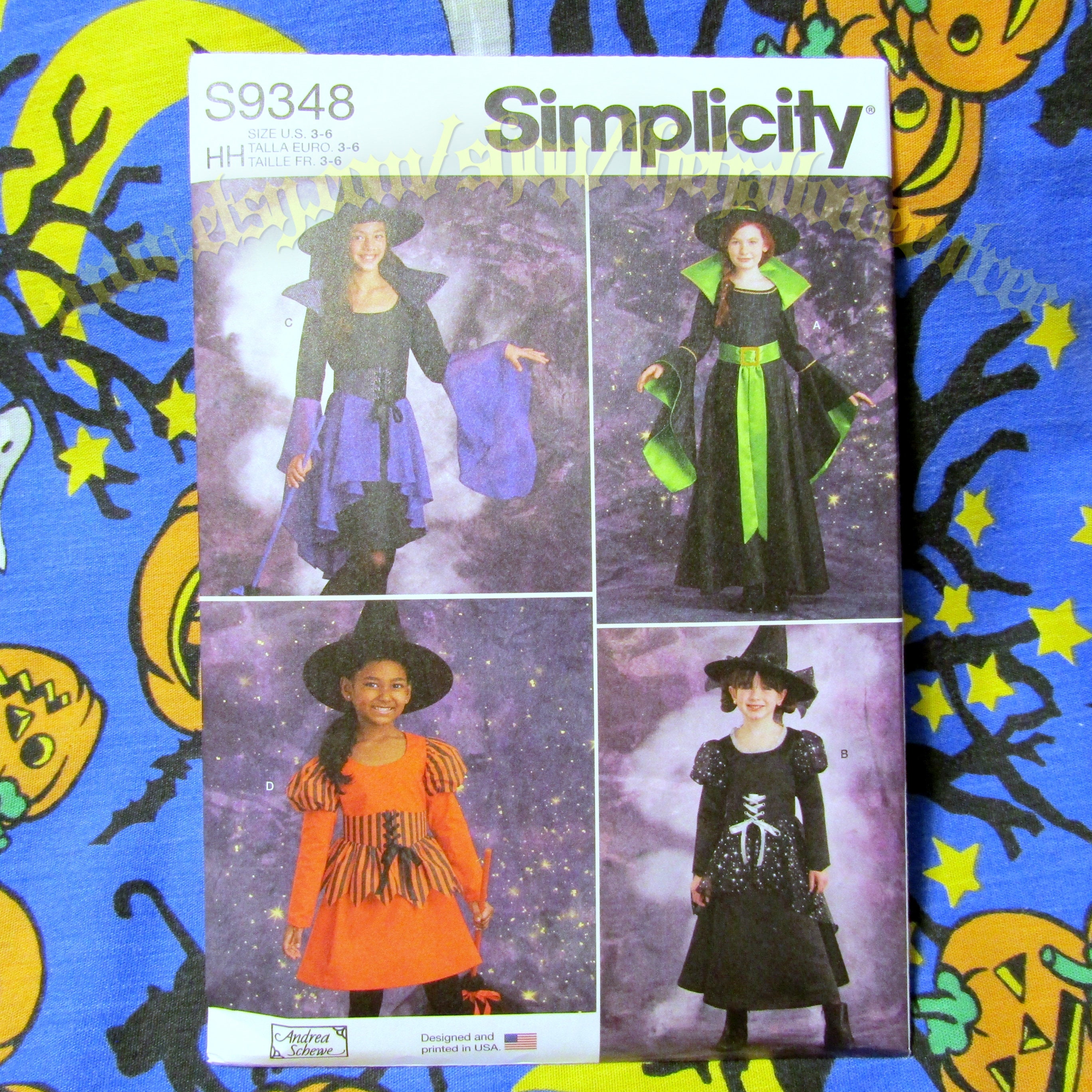 Simplicity 9348 Witch Dress Costume Sewing Pattern Kids