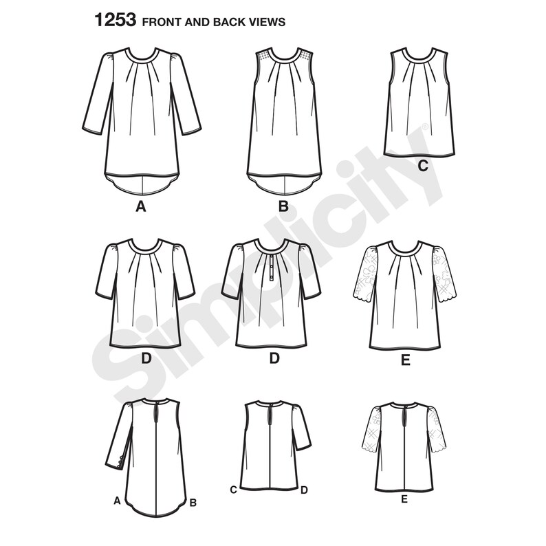 Simplicity 1253 Blouse Top Shirt Sewing Pattern Set Sizes 412 Etsy