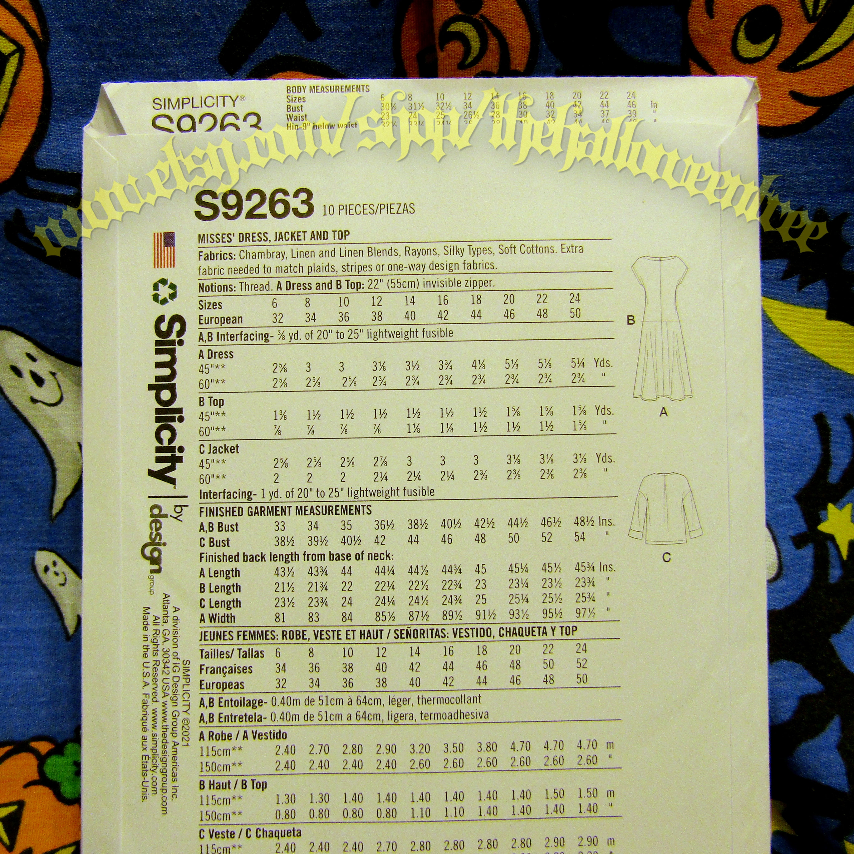 Dress and Blazer Jacket Sewing Pattern Sizes 6-14 S9263 Simplicity 9263 ...