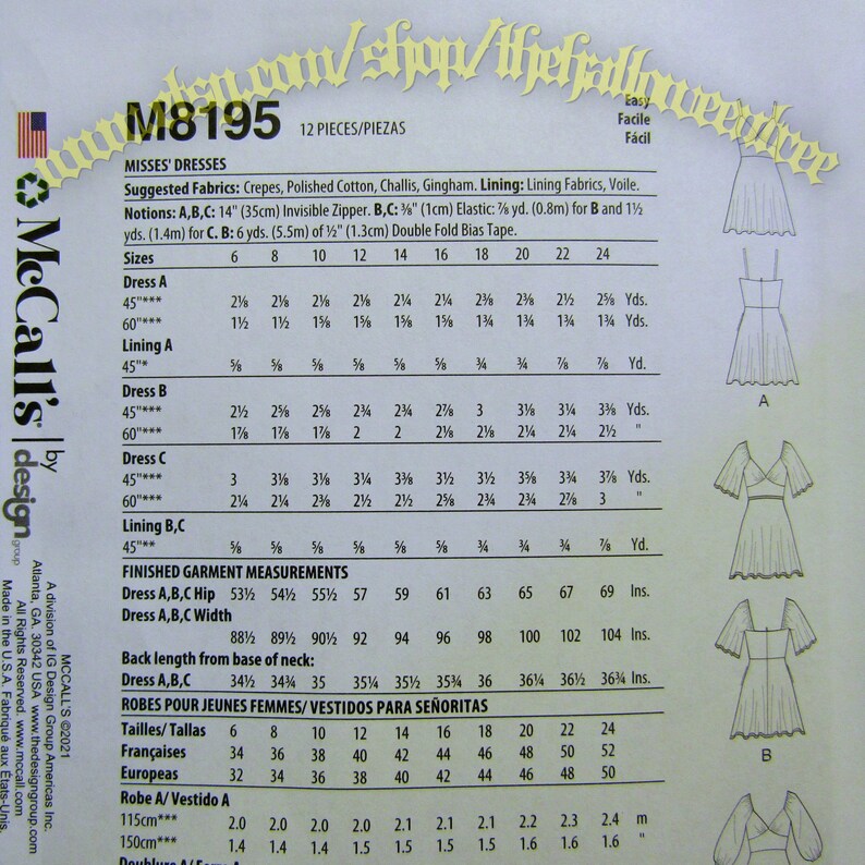Mccalls 8195 Dress Sewing Pattern Sizes 6-14 M8195 A5 - Etsy