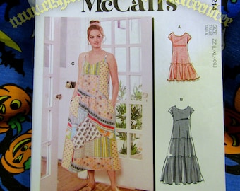 McCalls 8214 Easy Tiered Boho Dresses Sewing Pattern misses sizes L-XXL m8214