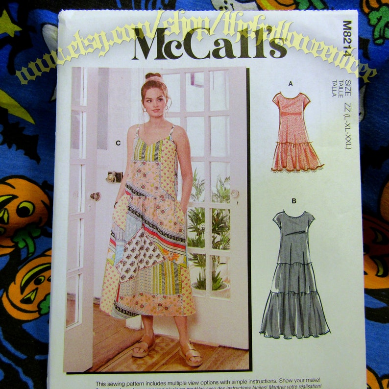 McCalls 8214 Patron de couture facile pour robes bohèmes à plusieurs niveaux, tailles L-XXL m8214 image 1