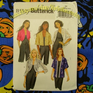 May include: A sewing pattern for four different styles of short-sleeved cardigans. The pattern is from Butterick and is for sizes XL to XXL. The pattern shows four women wearing the different styles of cardigans.