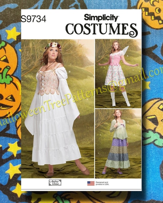 kastane Bell sleeve color dress ピスタチオ Simplicity 9734 Bell Sleeve Fairycore Skirts Tops Bell