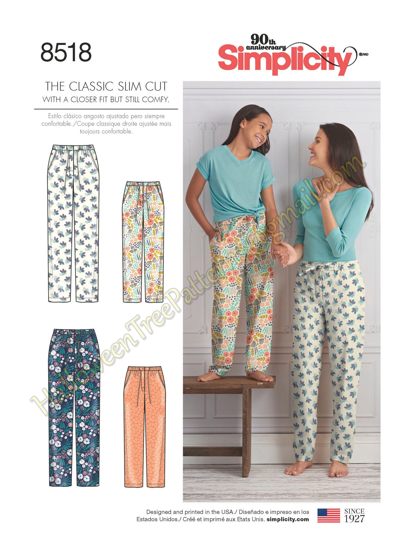 Simplicity S8518 Pajama Bottoms Sewing Pattern Pants Loungewear Misses ...