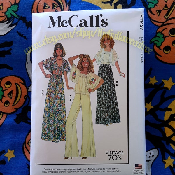 McCalls 8257 crinkled envelope Tops Skirts and Pants Sewing pattern Sizes XS-M M8257