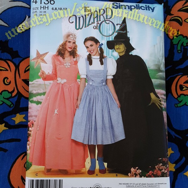 Simplicity 4136 Wizard of Oz Wicked Costume Dress Sewing Pattern sizes 6-12 s4136