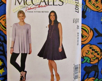 McCalls 7407 flared knit tunic top SEWING PATTERN adult sizes Small to Medium 6-14