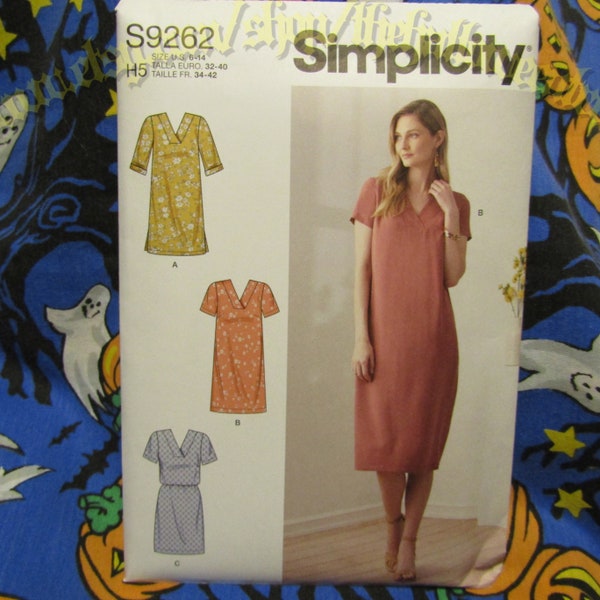 Simplicity 9262 Shift dress V-neck sewing pattern  sizes 6-14 s9262 r10997 h5