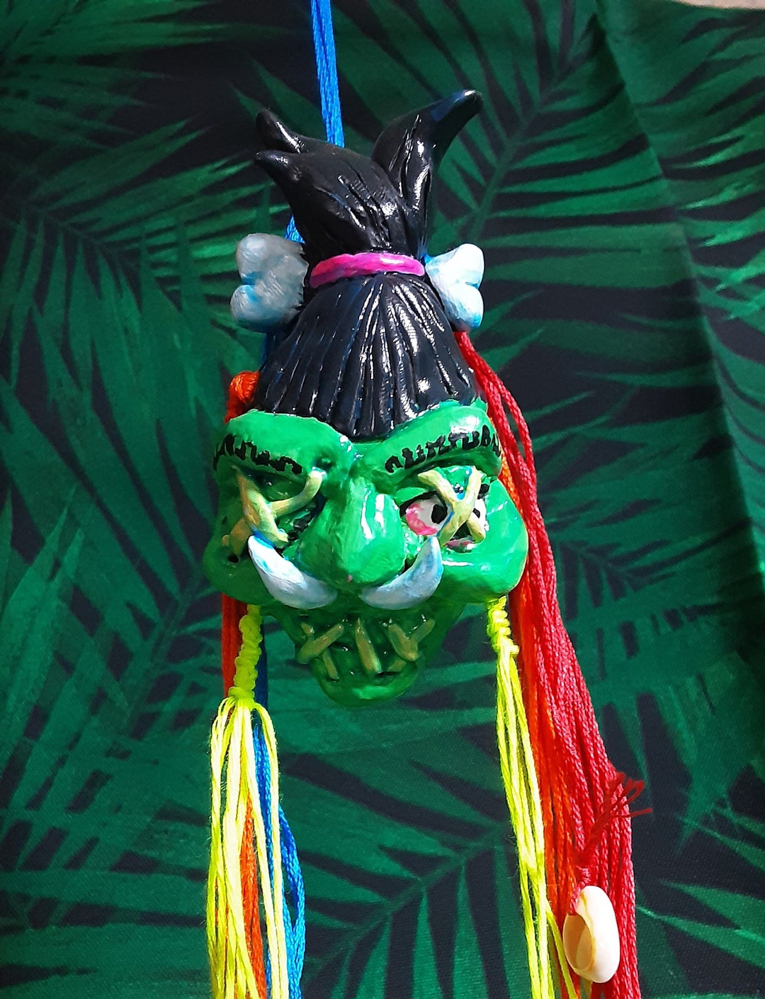 Shrunken Head Polymer Clay Sculpture Hanging Ornament One of A Etsy