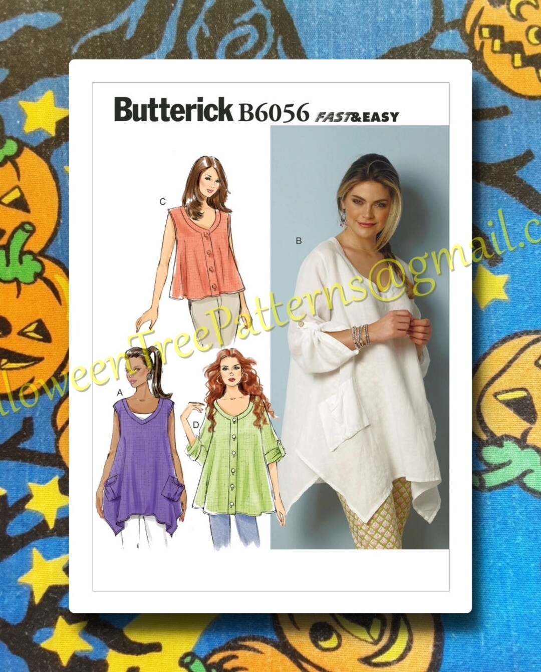 Butterick 6056 Xsm-m Blouse Boho Top SEWING PATTERN Sizes Xsm-m B6056 ...