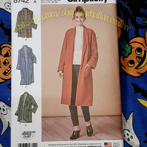 Simplicity s8742 Coat Jacket w Hood Sewing Pattern Sizes XS-XL 8742