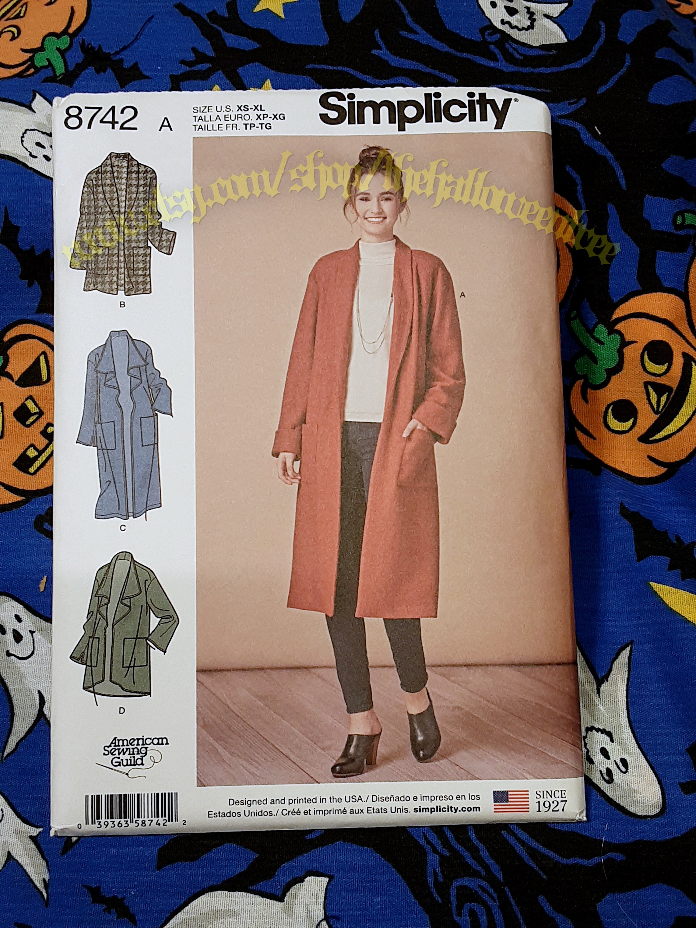 Simplicity S8742 Coat Jacket W Hood Sewing Pattern Sizes XS