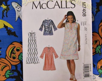 McCalls 7408 Kurta tunic top simple boho sewing pattern adult sizes Large to XXL