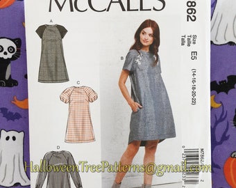 McCalls 7862 Simple Tunic Dress Sewing Pattern Sizes 14-22 m7862